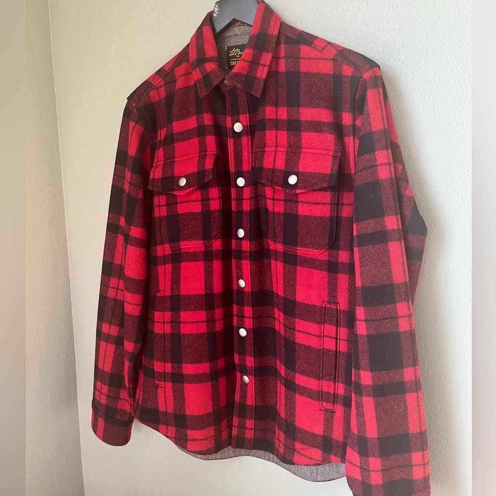 Todd Snyder x LL Bean Wool Shirt Jacket in Red Plaid